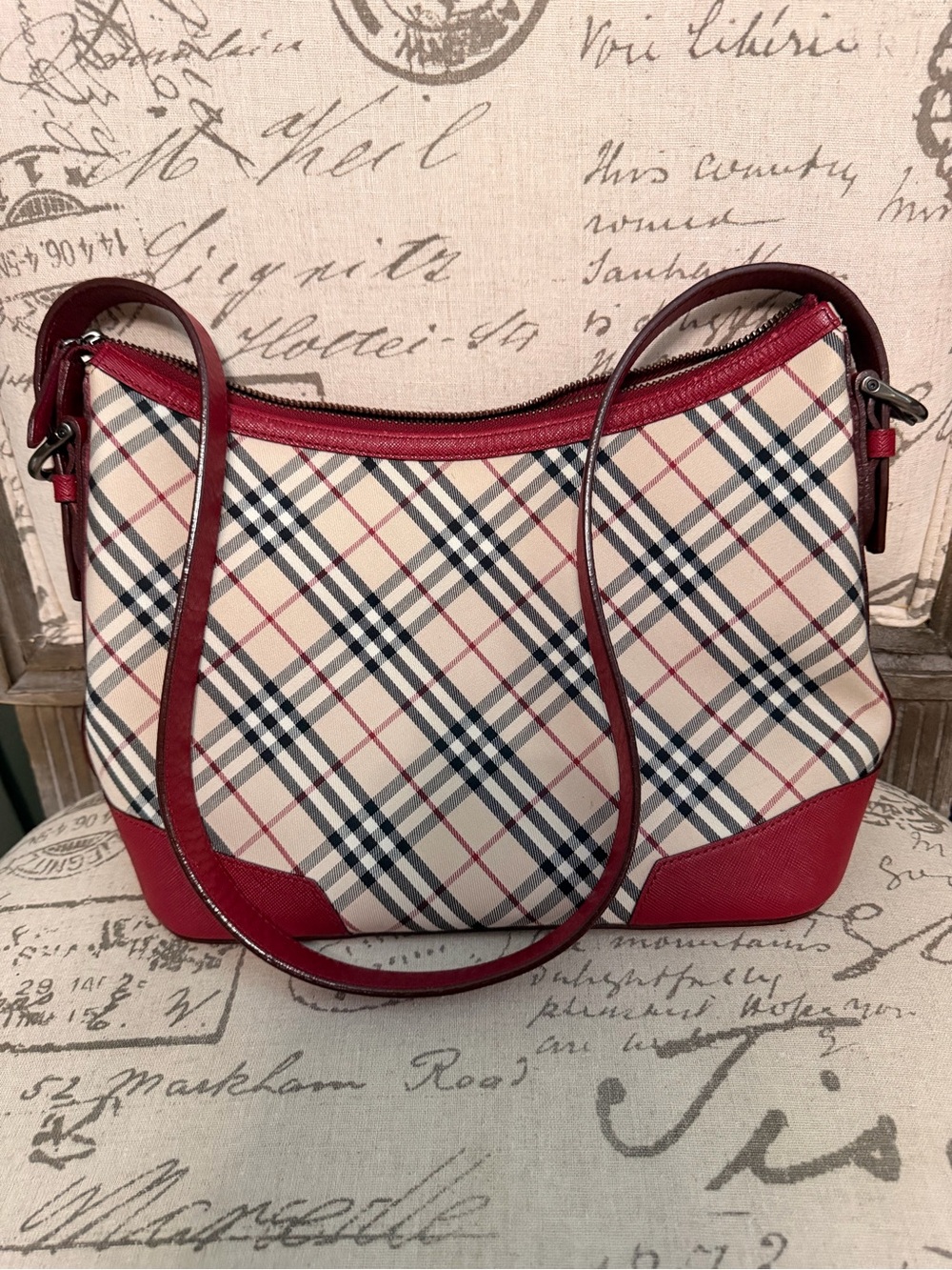 Vintage Burberry Nova Check Crossbody Bag with Red Trim with COA - Picture 4 of 7